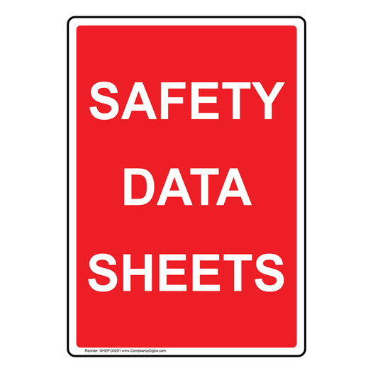 Portrait Safety Data Sheets Sign NHEP-33291