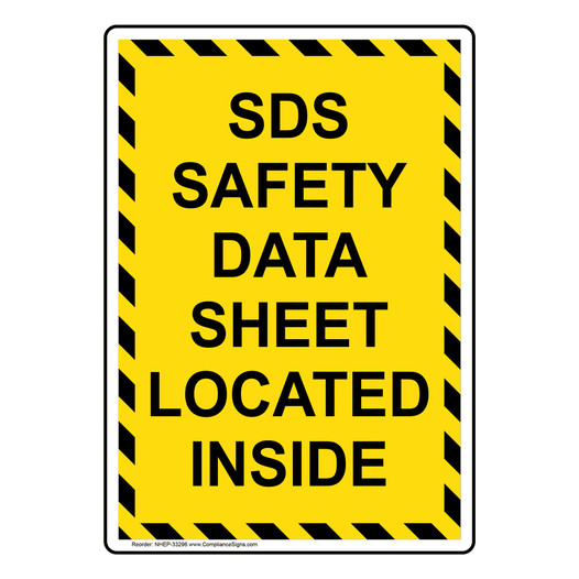 Portrait SDS Safety Data Sheet Located Inside Sign NHEP-33296