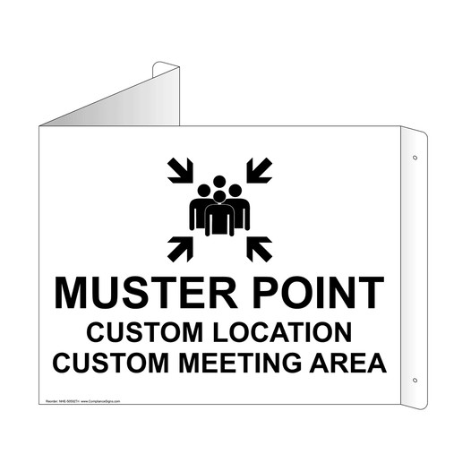 Triangle-Mount Muster Point Custom Location and Meeting Area Sign NHE-50592Tri