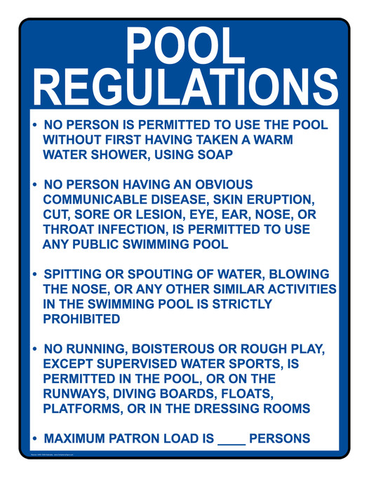 Nebraska Pool Regulations Sign NHE-15290-Nebraska