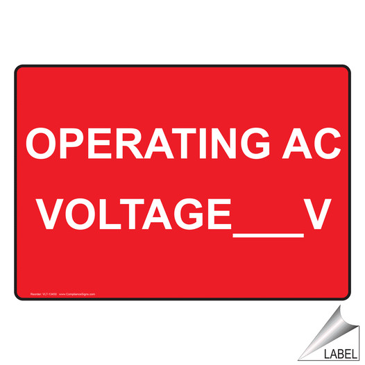 NEC Electrical Custom Operating Ac Voltage-V Label VLT-13450