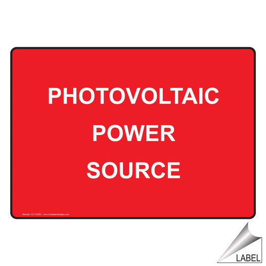 NEC Electrical Photovoltaic Power Source Label