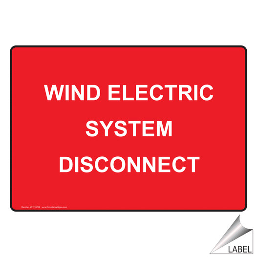 NEC Electrical Wind Electric System Disconnect Label