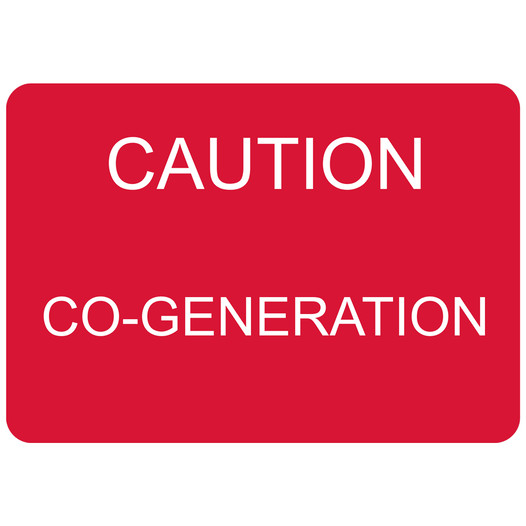 Red Engraved CAUTION CO-GENERATION Sign EGRE-13266_White_on_Red
