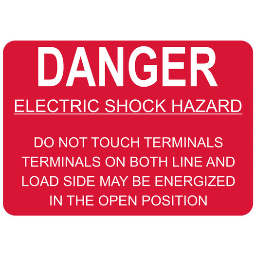 Red Engraved DANGER ELECTRIC SHOCK HAZARD Sign EGRE-13308_White_on_Red
