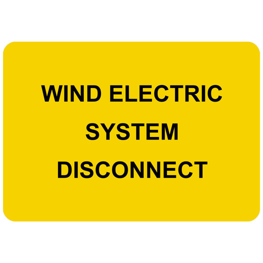 Yellow Engraved WIND ELECTRIC SYSTEM DISCONNECT Sign EGRE-16252_Black_on_Yellow