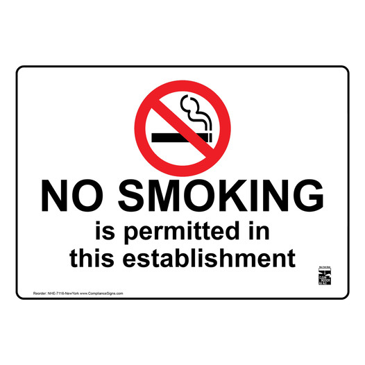 New York No Smoking Is Permitted In This Establishment Sign NHE-7116-NewYork