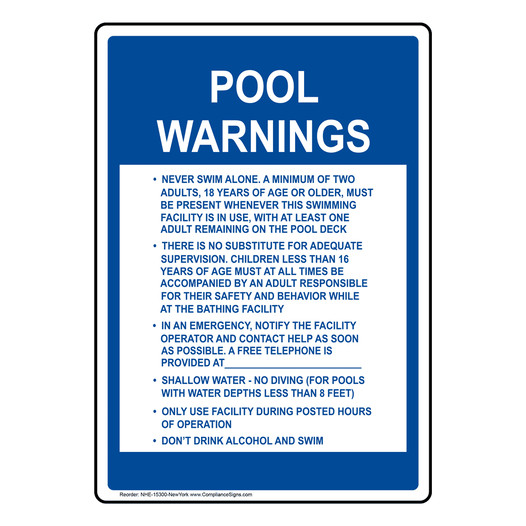 New York Pool Rules Sign NHE-15300-NewYork