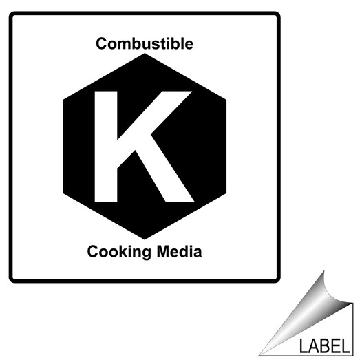 NFPA 10 Style Pictogram Black Hex K Cooking Media Label LABEL_SYM_1328_d