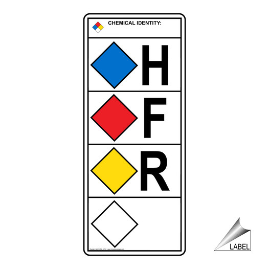 Portrait OSHA HCS Chemical Identity: H F R Label Sign HAZCHEM-14703