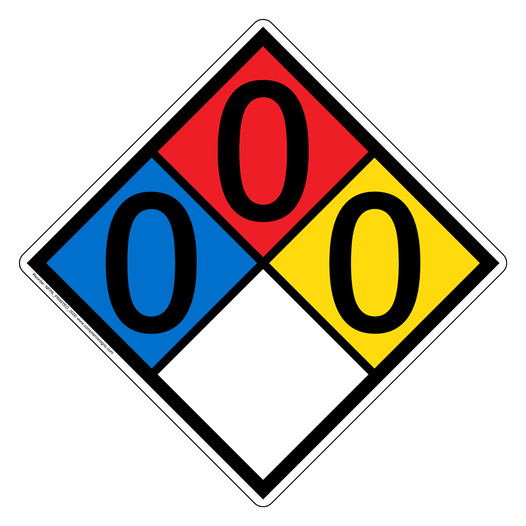NFPA 704 Diamond Sign with 0-0-0-0 Hazard Ratings NFPA_PRINTED_0000