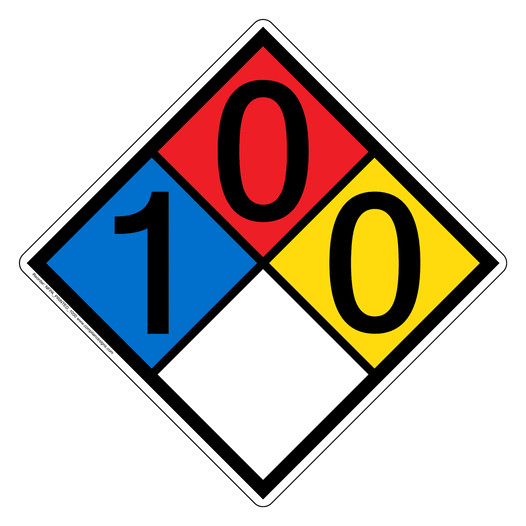 NFPA 704 Diamond Sign with 1-0-0-0 Hazard Ratings NFPA_PRINTED_1000