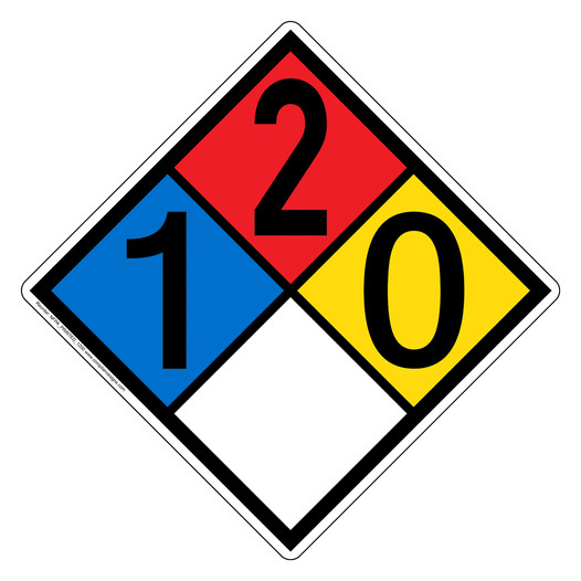 NFPA 704 Diamond Sign with 1-2-0-0 Hazard Ratings