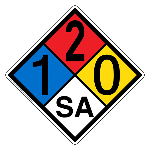 NFPA Diamond 1 2 0 SA Hazard Label Signs Asphyxiant