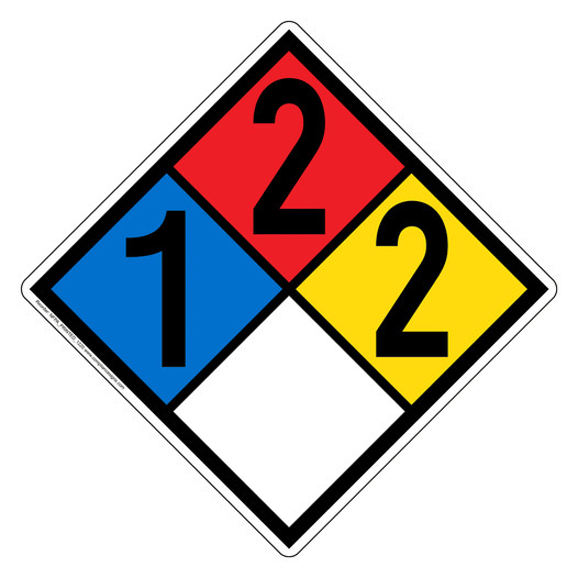 NFPA 704 Diamond Sign with 1-2-2-0 Hazard Ratings NFPA_PRINTED_1220