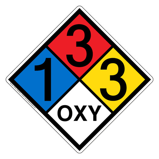 NFPA 704 Diamond Sign with 1-3-3-OXY Hazard Ratings
