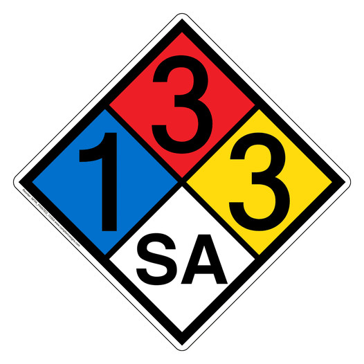 NFPA 704 Diamond Sign with 1-3-3-SA Hazard Ratings NFPA_PRINTED_133SA