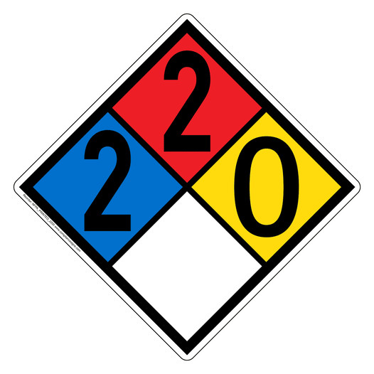 NFPA 704 Diamond Sign with 2-2-0-0 Hazard Ratings NFPA_PRINTED_2200