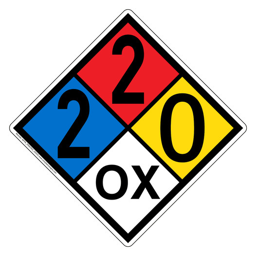 NFPA 704 Diamond Sign with 2-2-0-OX Hazard Ratings NFPA_PRINTED_220OX