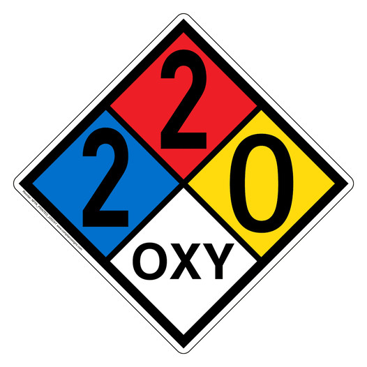 NFPA 704 Diamond Sign with 2-2-0-OXY Hazard Ratings