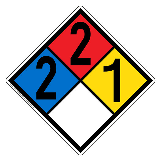 NFPA 704 Diamond Sign with 2-2-1-0 Hazard Ratings NFPA_PRINTED_2210