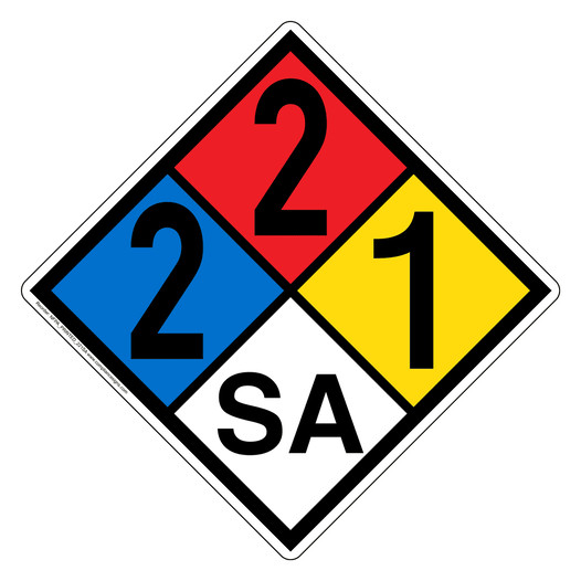 NFPA 704 Diamond Sign with 2-2-1-SA Hazard Ratings NFPA_PRINTED_221SA