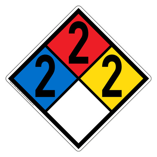 NFPA 704 Diamond Sign with 2-2-2-0 Hazard Ratings