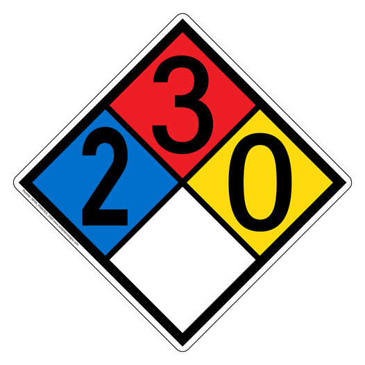 NFPA 704 Diamond Sign with 2-3-0-0 Hazard Ratings NFPA_PRINTED_2300