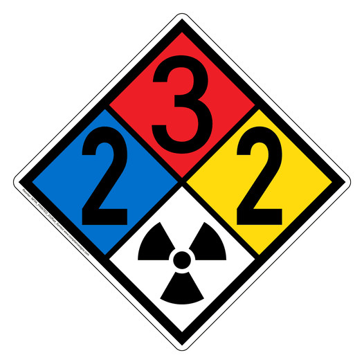 NFPA 704 Diamond Sign with 2-3-2-Radiation Symbol Hazard Ratings NFPA_PRINTED_232Rad_Symbol