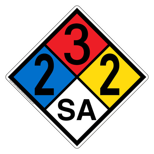 NFPA 704 Diamond Sign with 2-3-2-SA Hazard Ratings NFPA_PRINTED_232SA