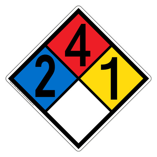 NFPA 704 Diamond Sign with 2-4-1-0 Hazard Ratings NFPA_PRINTED_2410