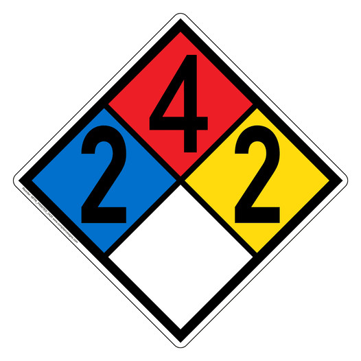 NFPA 704 Diamond Sign with 2-4-2-0 Hazard Ratings