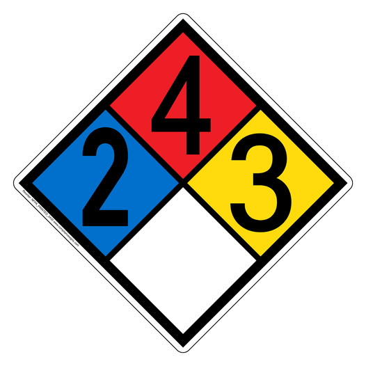 NFPA 704 Diamond Sign with 2-4-3-0 Hazard Ratings NFPA_PRINTED_2430