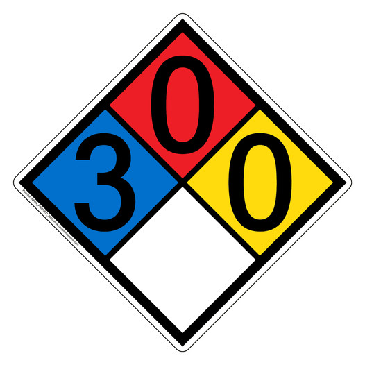 NFPA 704 Diamond Sign with 3-0-0-0 Hazard Ratings NFPA_PRINTED_3000