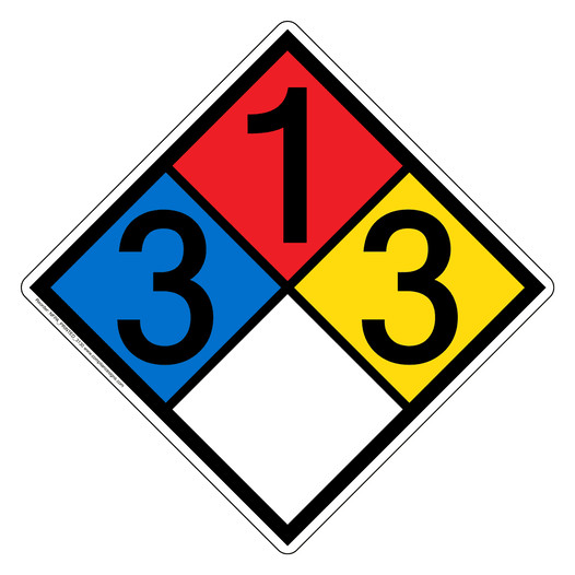NFPA 704 Diamond Sign with 3-1-3-0 Hazard Ratings NFPA_PRINTED_3130