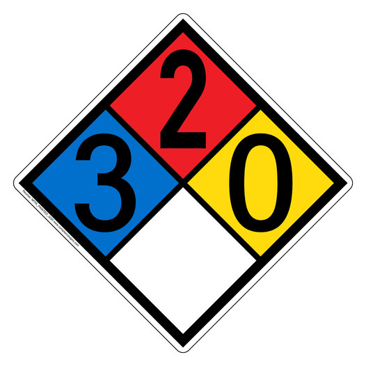 NFPA 704 Diamond Sign with 3-2-0-0 Hazard Ratings NFPA_PRINTED_3200