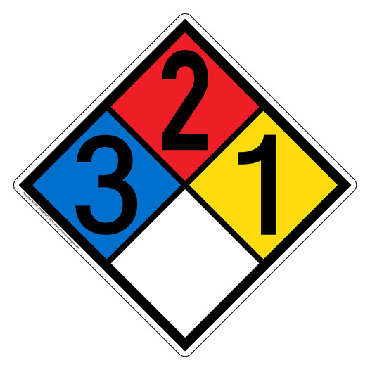 NFPA 704 Diamond Sign with 3-2-1-0 Hazard Ratings NFPA_PRINTED_3210