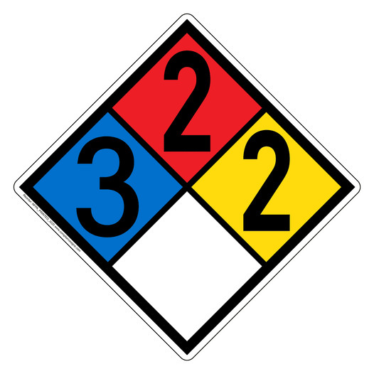 NFPA 704 Diamond Sign with 3-2-2-0 Hazard Ratings NFPA_PRINTED_3220
