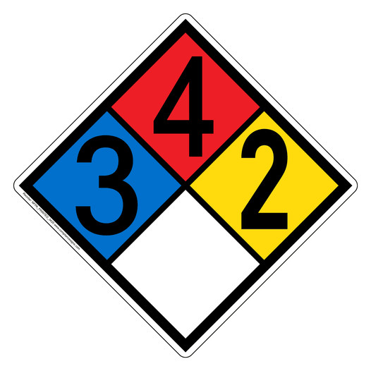 NFPA 704 Diamond Sign with 3-4-2-0 Hazard Ratings NFPA_PRINTED_3420