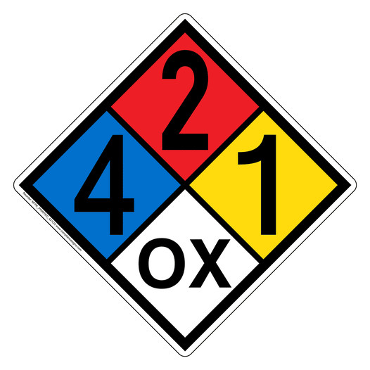 NFPA 704 Diamond Sign with 4-2-1-OX Hazard Ratings NFPA_PRINTED_421OX