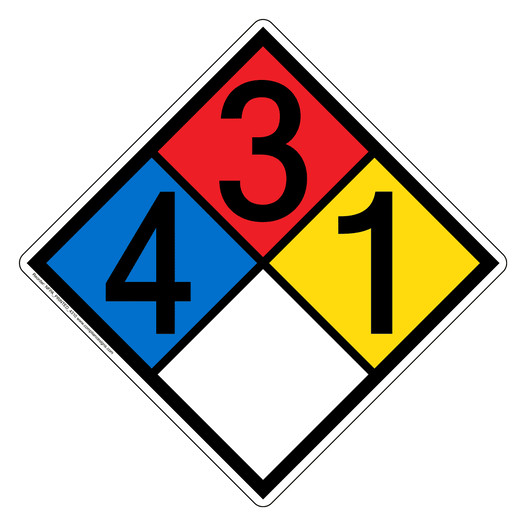 NFPA 704 Diamond Sign with 4-3-1-0 Hazard Ratings NFPA_PRINTED_4310