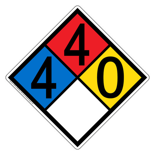 NFPA 704 Diamond Sign with 4-4-0-0 Hazard Ratings NFPA_PRINTED_4400