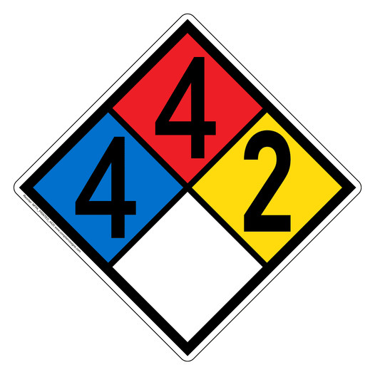 NFPA 704 Diamond Sign with 4-4-2-0 Hazard Ratings