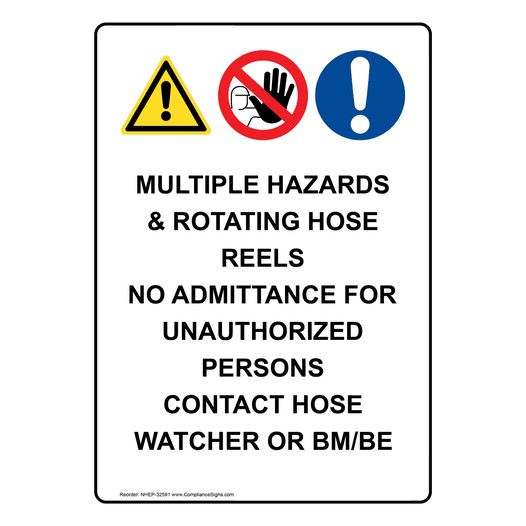 Portrait Multiple Hazards And Rotating Sign With Symbol NHEP-32591
