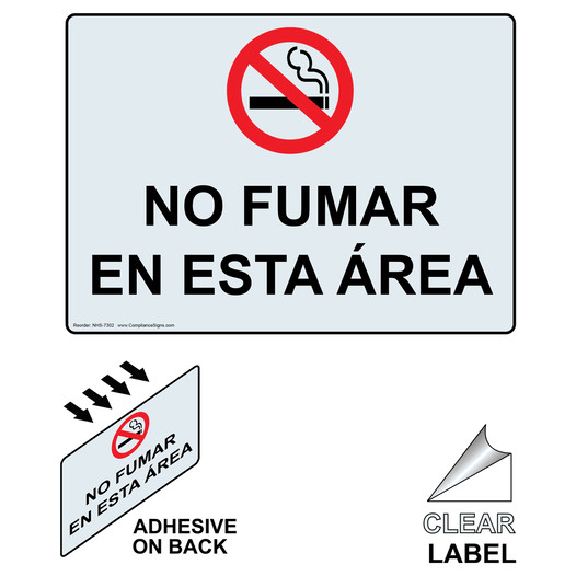 No Smoking In This Area Spanish Label NHS-7302