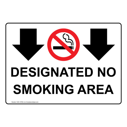 Designated No Smoking Area Sign or Label With Symbol White
