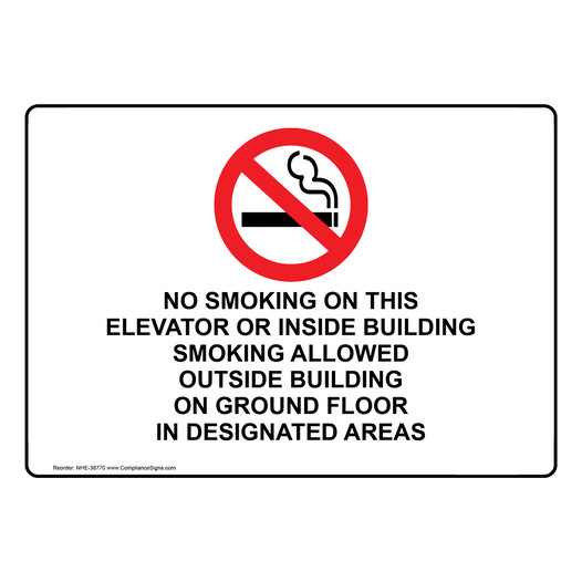No Smoking On This Elevator Or Inside Sign With Symbol NHE-38770