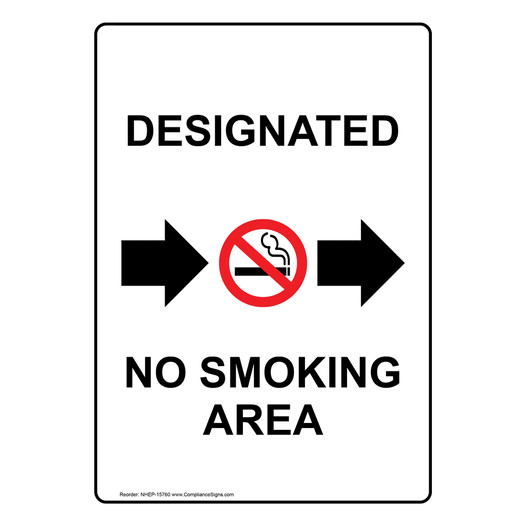 Portrait Designated No Smoking Area Sign With Symbol NHEP-15760
