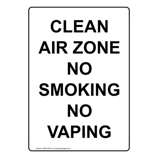 Portrait Clean Air Zone No Smoking No Vaping Sign NHEP-37697