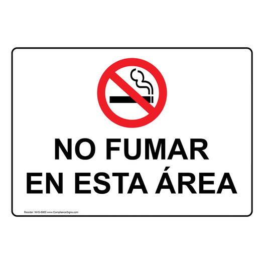 No Smoking In This Area Spanish Sign NHS-6900